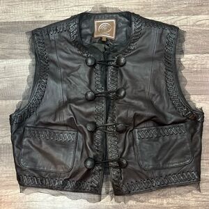 Double D Ranch XS Dark Brown Leather Vest Mesh leather details